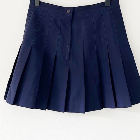 Vintage P.E Navy Pleated Short Zip Through Skirt Sz M - Picture 4 of 5